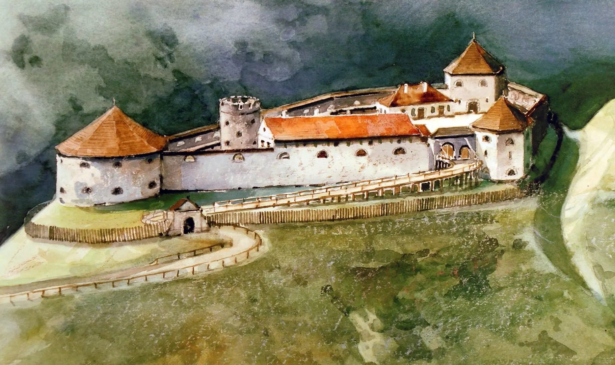 Теребовлянський замок, інший вигляд — художня реконструкція — Західна Україна