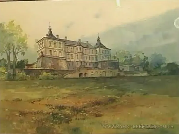 Палац серед парку, акварель — Західна Україна