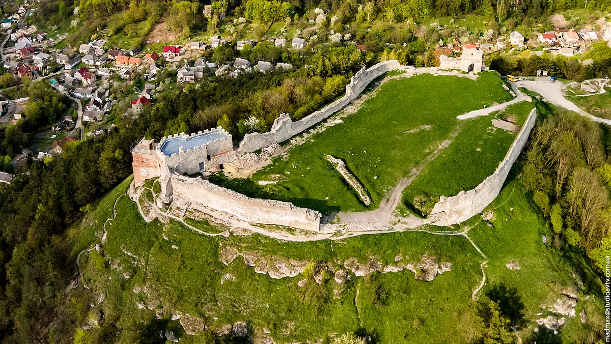 Замок і надбрамна вежа з висоти — Кременець
