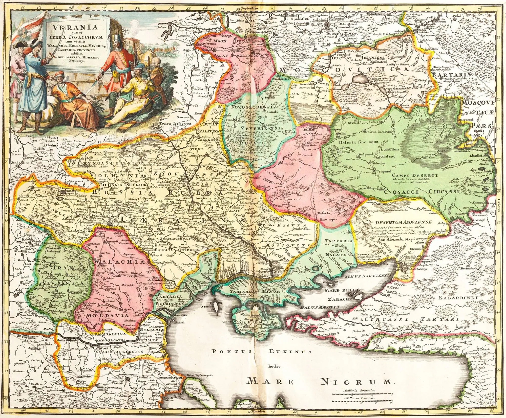 «Ukrania» — карта українських земель із козацьким картушем, XVIII ст. «Ukrania» — карта українських земель із козацьким картушем, XVIII ст. — Кременець