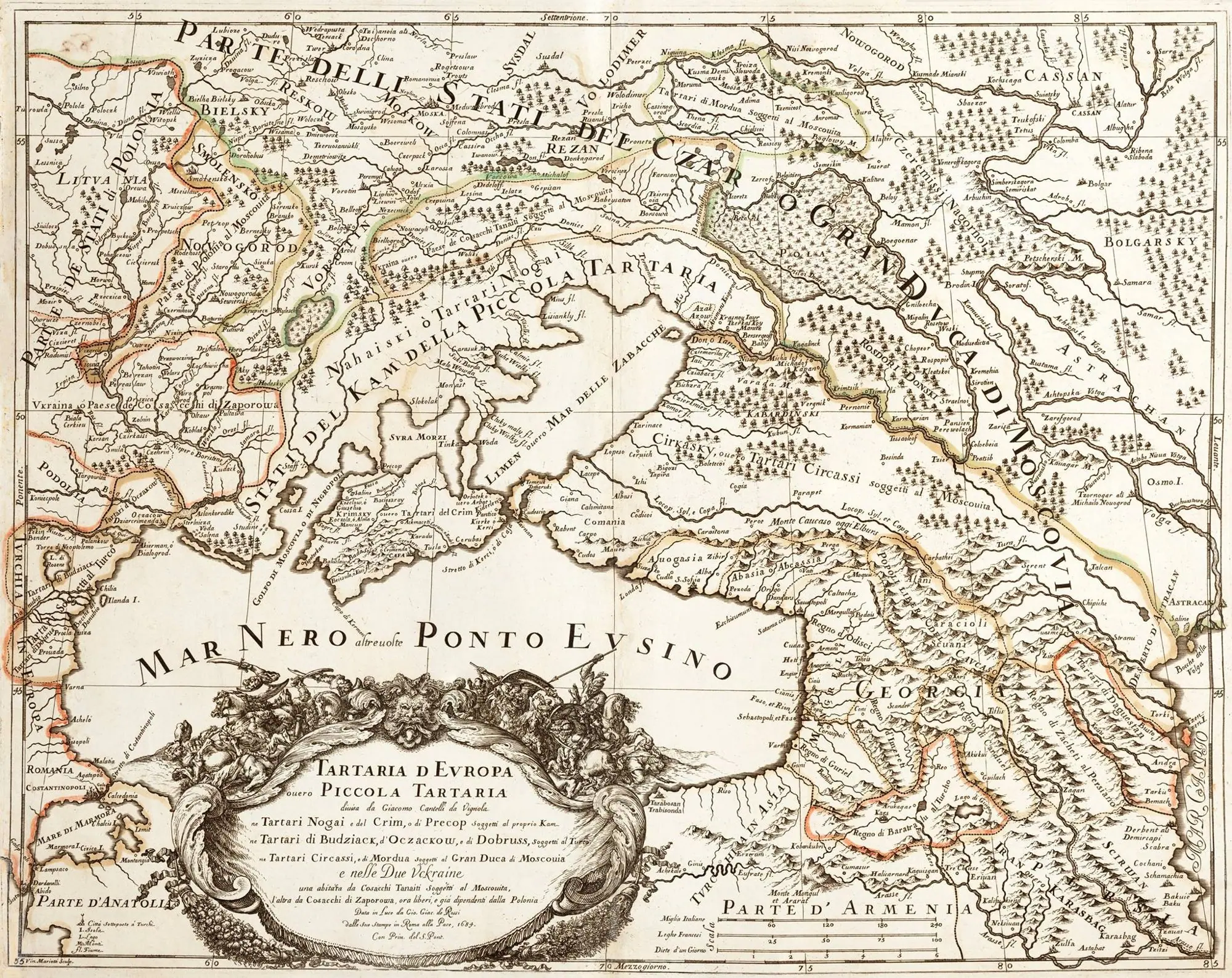 «Tartaria d'Europa» і «Mar Nero o Ponto Eusino», італійська карта «Tartaria d'Europa» і «Mar Nero o Ponto Eusino», італійська карта — Кременець