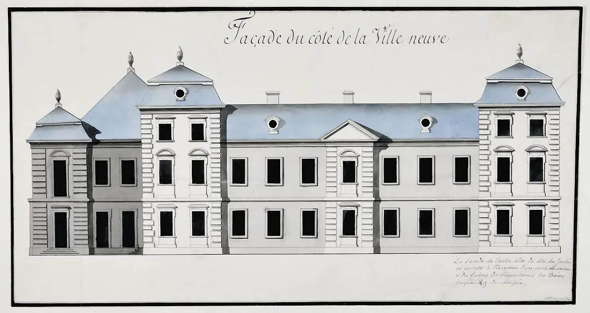 «Façade du côté de la Ville neuve» — креслення фасаду палацу — Вишнівець